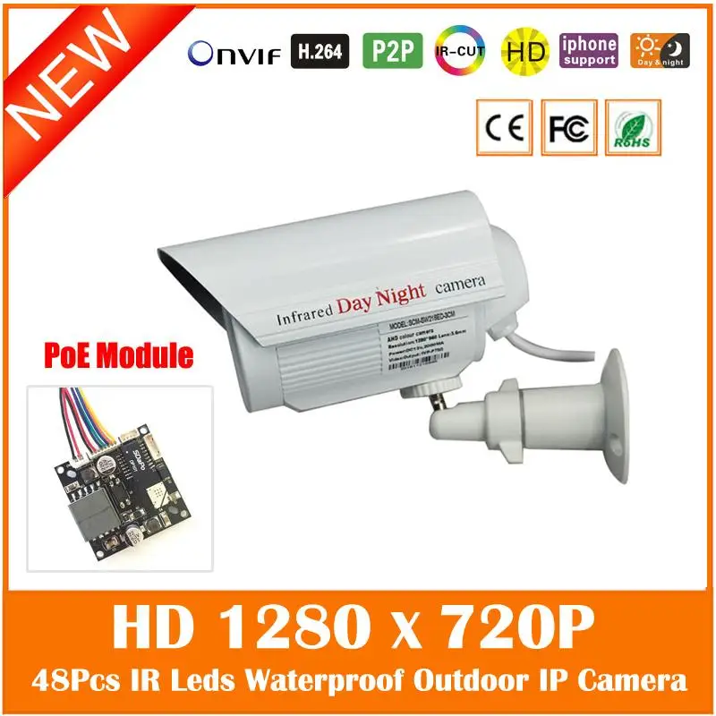  1.0mp Hd 720p Mini Bullet Poe Ip Camera Motion Detect Outdoor Waterproof Security White Infrared Night Vision Freeshipping  