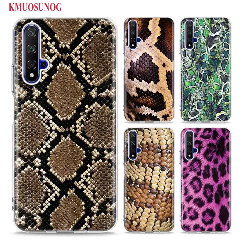 

Silicone Phone Case Leather Snake Leopard Fashion for huawei Honor 20 V20 10 10i 9 8 8A 8C 8X 8S 7A 7C Pro Lite Phone Shell