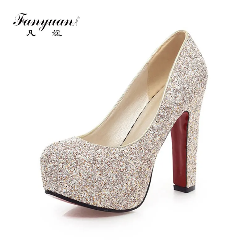 

Fanyuan 2019 Brand dropship big size 33-43 high-heeled party bride wedding women Shoes elegant sexy Platform Woman pumps shoes