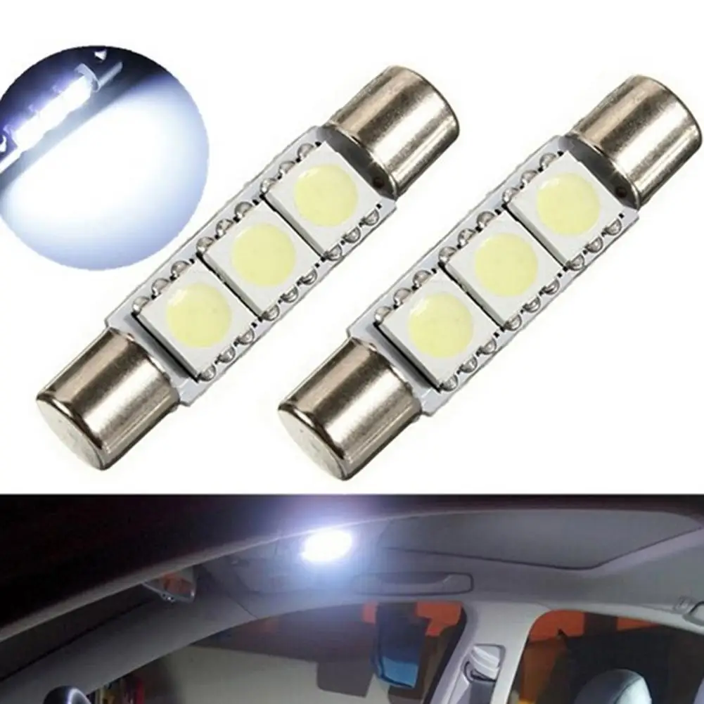 

2Pcs Xenon White 29mm 3-SMD Fuse LED Bulb Car Vehicle Visor Vanity Mirror Lights car led light