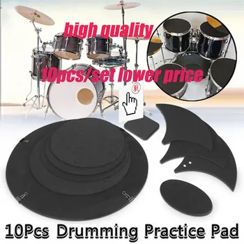 

10Pcs/set Rubber Foam tambor Bass Snare Drum Sound Off Quiet Mute Practice Pad Set tambor bateri Musical Instrument Accessory