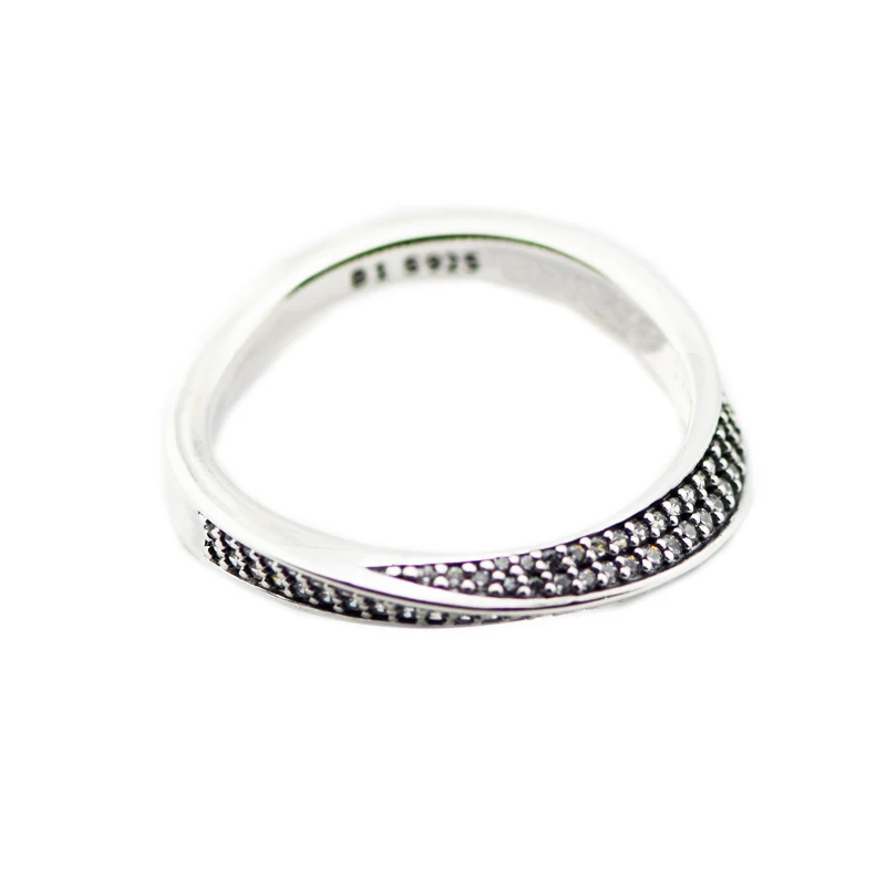 Pandulaso Elegant Waves Rings Fashion 2018 New Spring Silver Rings for Women & Men Clear CZ Wedding Rings Silver 925 Jewelry