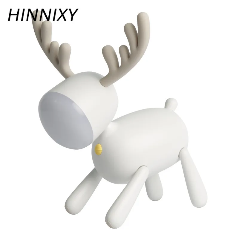

Hinnixy Cute Deer Desk Lamp USB Chargable Timing Intelligent Night Light Wooden Animal Decor Light Fixtures Atmosphere Luminaria