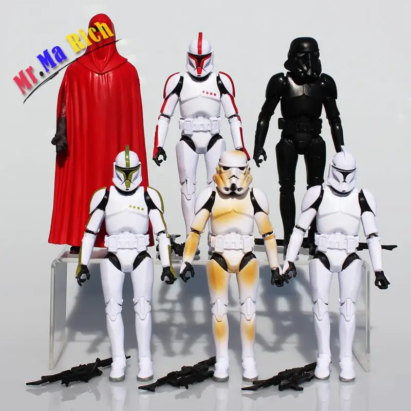 

16cm Big Size Star Wars Figure 6pcs/sets Stormtrooper Clone Trooper Black Knight Darth Vader Star Wars Action Figure With Gun