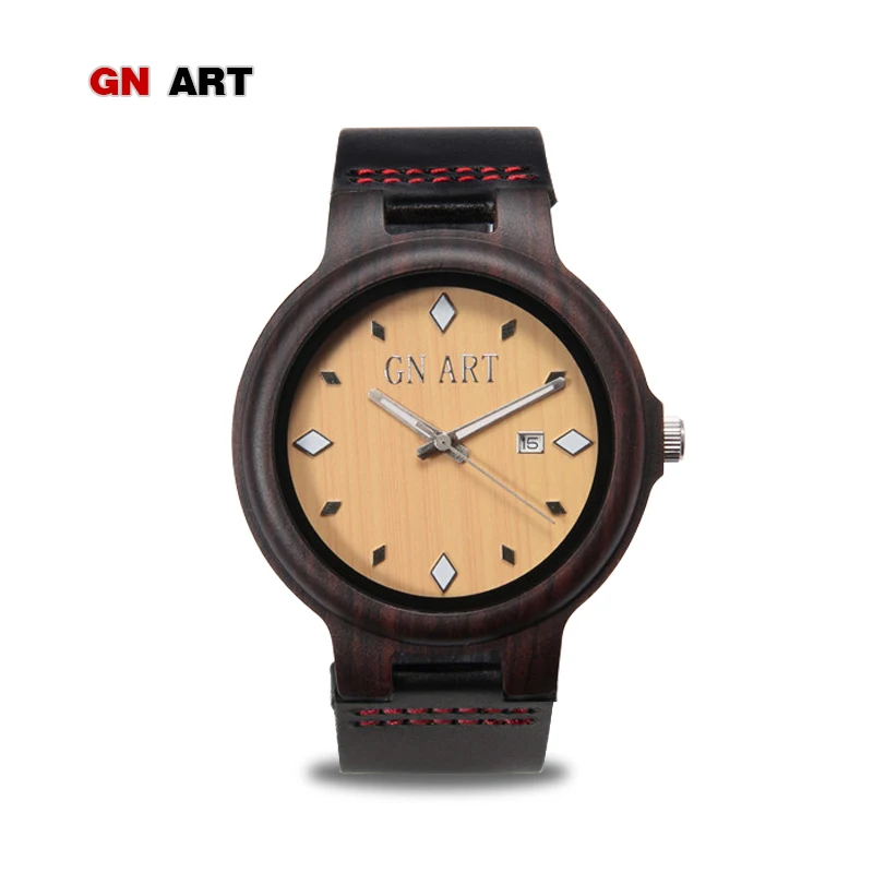 

GNART Mens Watches Top Brand Luxury Women Watch Wood Bamboo Wristwatches with Leather Strap Relogio Masculino Watches in Gift