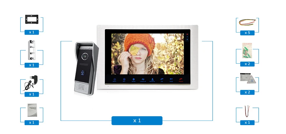 HomeEye 10 ''видео видеопереговорное устройство Обнаружение движения экранного меню нажатием кнопки безопасности доступа Системы 1200TVL IP65