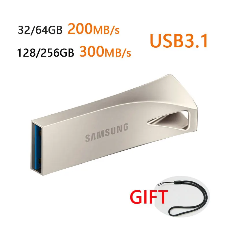 USB флеш-накопитель SAMSUNG 32 ГБ, 64 ГБ, 128 ГБ, 256 ГБ, USB 3,0, USB 3,1, металлический мини-накопитель, флешка, карта памяти, устройство для хранения, u-диск - Цвет: Champagne Silver