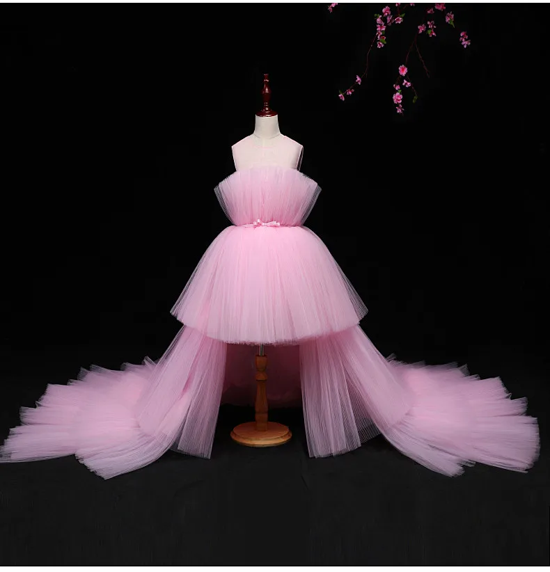 Детское платье для девочек возрастом от 5 до 14 лет, свадебное фатиновое кружевное длинное платье для девочек, элегантное праздничное платье принцессы, торжественное платье для детей-подростков