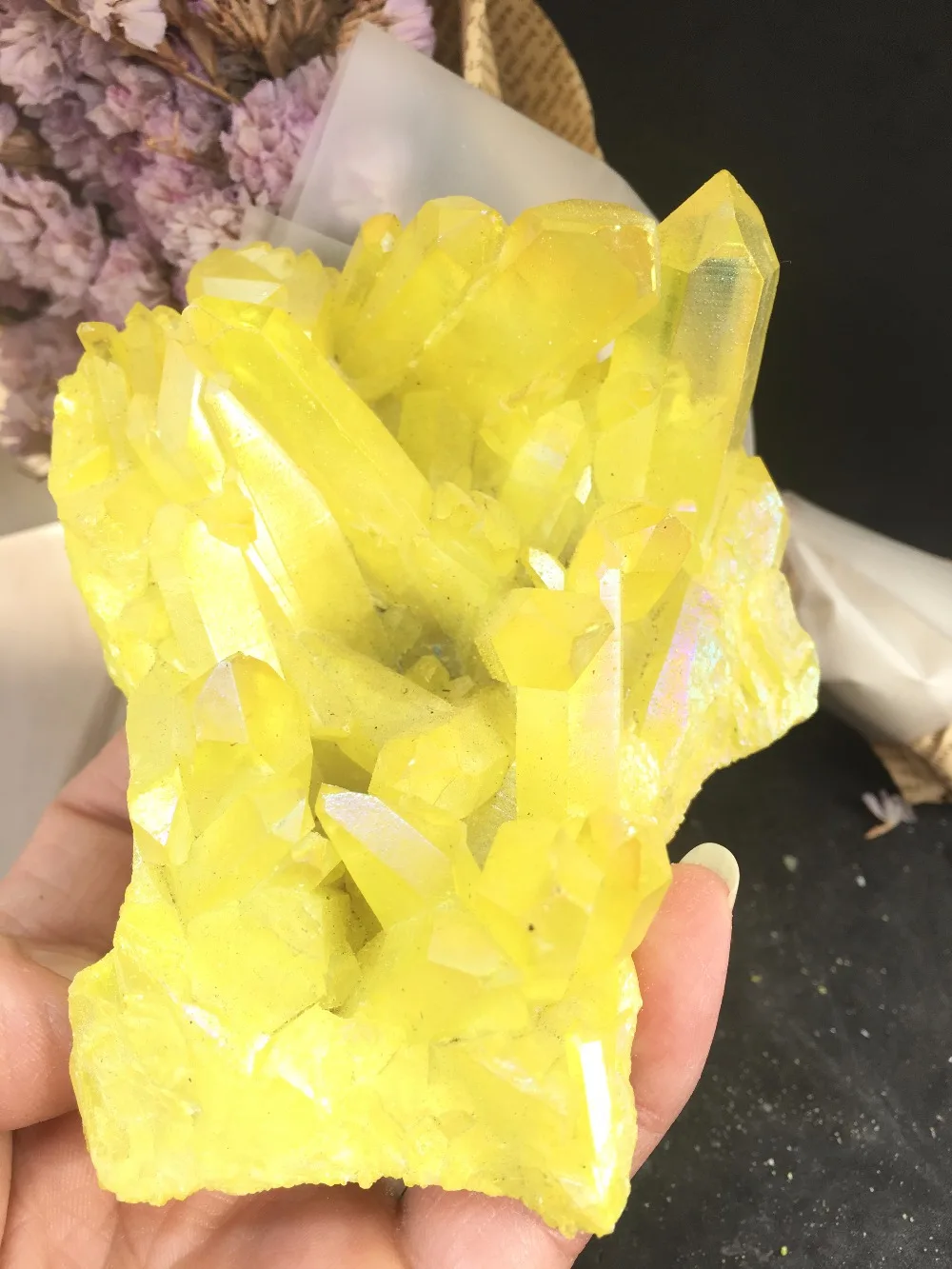 

PRETTY Aura Quartz Crystal Bismuth Titanium Silicon Clusters SPECIMEN