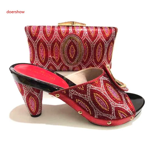 

doershow 2018 design African shoes and matching bags Italian shoes and bag set women pumps Italy ladies shoes and Bags HA1-21