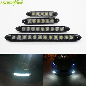 

LDRIVE 2PC/lot Flexible 12V 5/6/9/12LED Daytime Running Lights DRL LED Fog Light black housing for toyota hyundai Fog Lamp