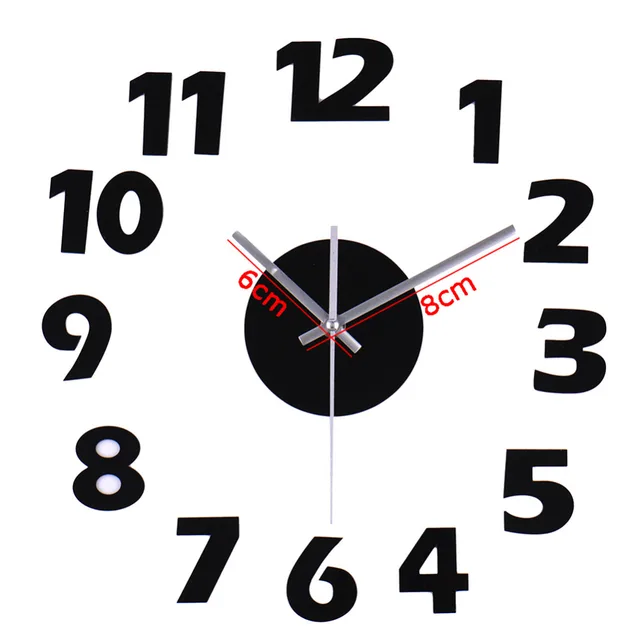 DIY Black Digital Wall Clock Large Wall Clocks 3D Sticker Home Office