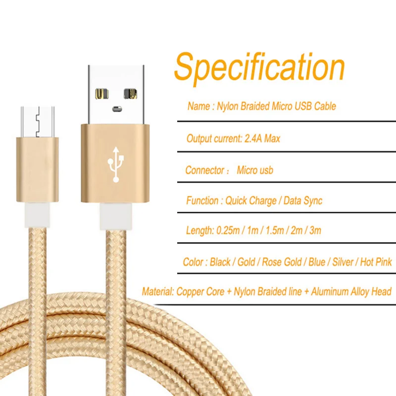 Usb кабель для Android, Micro Usb кабель, 3 м, 2 м, 1,5 м, 1 м, 25 см, кабель для зарядки сотового телефона, кабель для Xiaomi Redmi Note 5, 6 Pro, 4, 4X