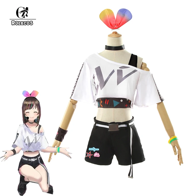 

ROLECOS Anime First Virtual YouTuber Cosplay Costume Kizuna AI Costume Hello World Uniform Women Cosplay Costume Outfit