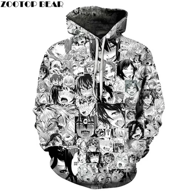 anime girl face hoodie