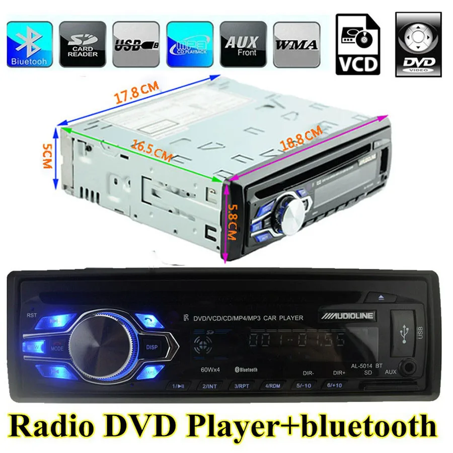 Universal 1 Din Car Radio DVD Player USB SD AUX In Autoradio FM Stereo