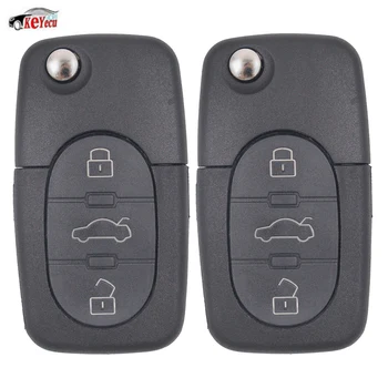 

KEYECU 2 Pcs Folding Remote Key 3 Button Control Fob 433.92MHz with ID48 Chip for Audi A3 A4 A6 1999-2002 FCC ID: 4D0 837 231 A