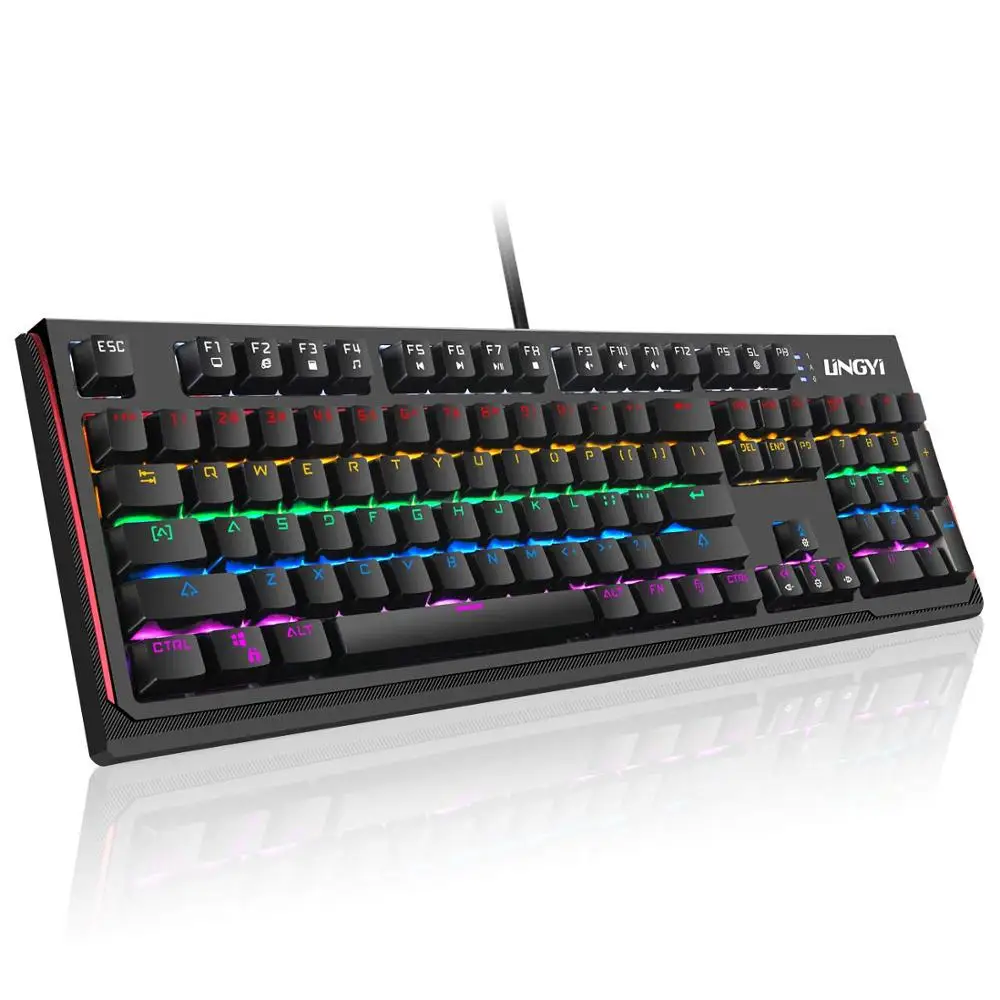 

LINGYI Mechanical Keyboard with Adjustable LED Backlit Blue Switch Anti-ghosting Ultra-Compact Wired Computer Keyboard(104 Key)