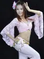 Сексуальный костюм для танца живота кружевной топ с рукавами-бабочками бюстгальтер 11 цветов - Цвет: Розовый