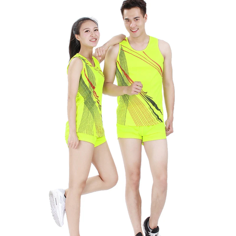 Для мужчин женщин пара короткие дышащие комплекты для бега быстросохнущая трек и Поле спортивный костюм теннис настольный теннис пот рубашк