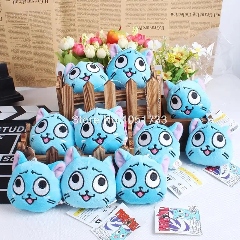 Anime Fairy Tail Happy Plush Toy Doll with Ring Soft Stuffed Cartoon Doll 10pcs lot