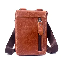 Genuine Leather Men's Mini Bag Vintage Waist Bags One-shoulder Small Bag Coin Purse