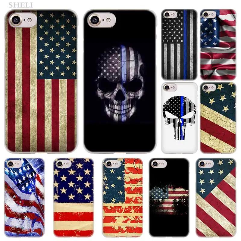 

PlusBlue American Flag fashion transparent Case Cover for iPhone XI R 2019 XS Max XR X 4s 5s SE 6 6s 7 8 Plus