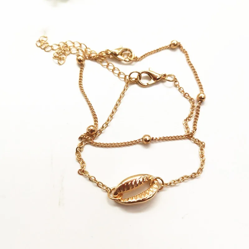 Морской стиль Каури ракушка браслет для женщин золото серебро цвет браслет-цепочка с бусинами модные пляжные ювелирные изделия - Окраска металла: zhuzi shell bracelet