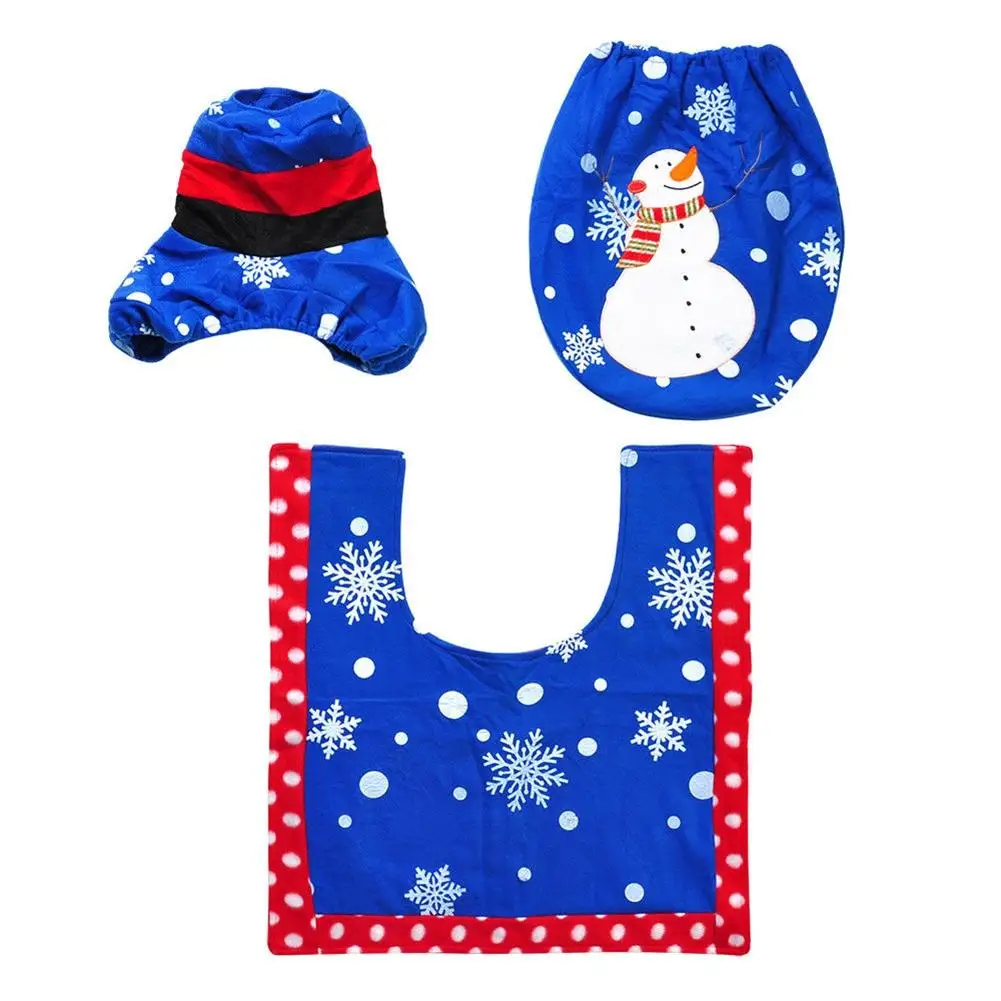 LumiParty 3 шт. Рождественский Снеговик, набор для ванной, чехол для унитаза, коврики для туалета, крышка бака, домашнее украшение-25