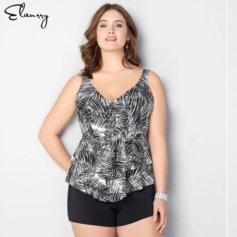 2018 Women Plus Size Tankini Sexy Padded Bra Push Up Swimwear Ladies