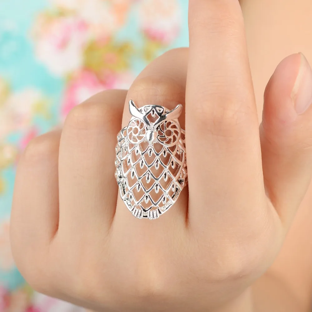 Buy Lovely Hollow Owl Rings For Women Adjustable