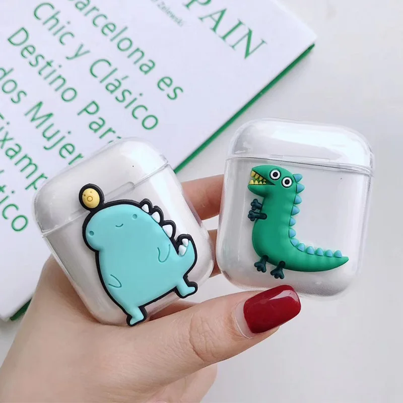 

For AirPods Case Cute Cartoon Earphone Cases For Apple Airpods 2 3D Dinosaur Omelette Pattern Silicone Protect Cover