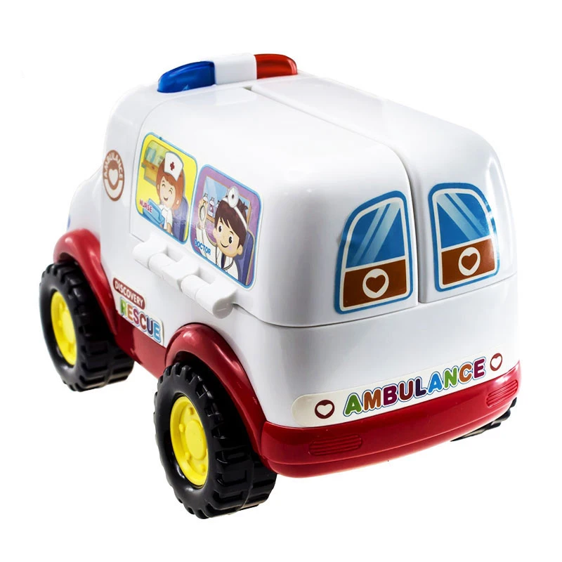 2-в-1 скорой помощи Доктор автомобиль Комплект Детские игрушки притворяться Набор доктора и медицинский набор внутри удар и игрушечный автомобиль с огнями и звуки