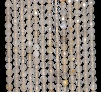 

4mm Golden Rutilated Quartz Gemstone Light Fine Faceted Cut Round Loose Beads 15.5 inch Full Strand (80001657-791)