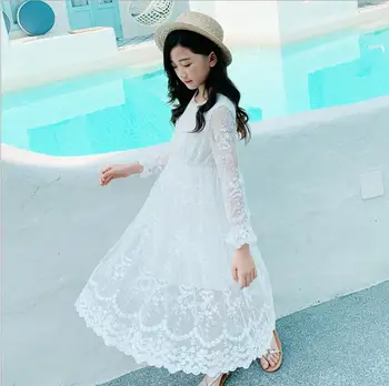 

2019 Korean style girls lace beach dress fashion summer spring girls dresses