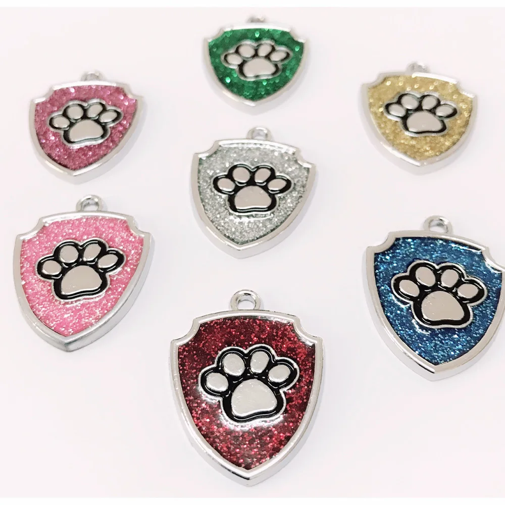 

30pcs/lot Engraved Pet Dog Tags Custom Cat ID Name Tags for Pets Personalized Shield Shape Free Shipping
