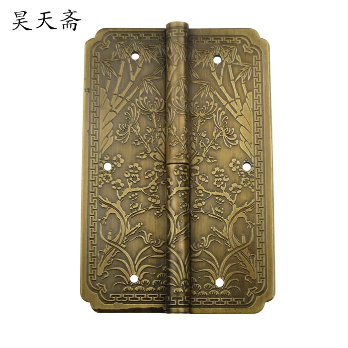 

[Haotian vegetarian] Antique Chinese brass coat detachable door hinge (hinge) Merlin, bamboo and chrysanthemum Queen