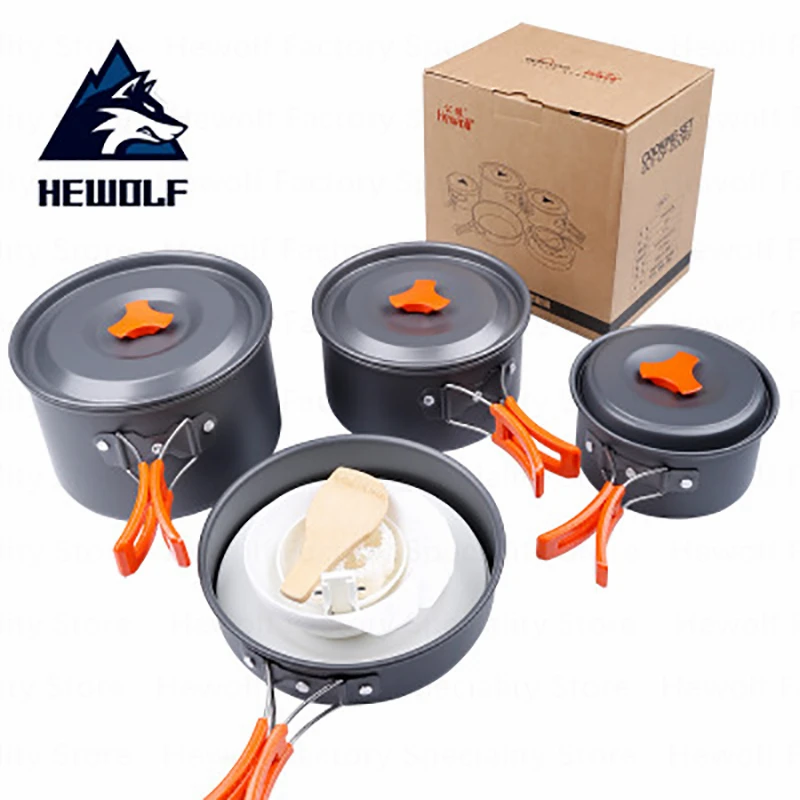 Hewolf utensilios Camping 4-5 personas al aire libre utensilios de cocina juego de vajilla de plegable de viaje portátil Picnic multipropósito herramienta de cocina