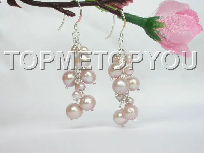 

wholesle Genuine nturl purple FW perls errings 925ss