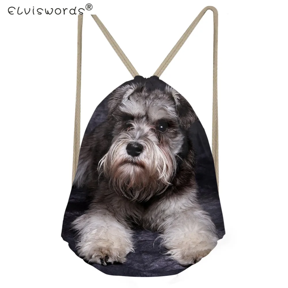 ELVISWORDS Drawstring Bag for Girls Schnauzer Backpack Kids String School Bags Casual Men s Mochila Shoes