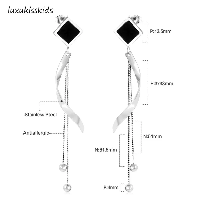 Luxukissids, 5 стилей, корейские серьги с длинной кисточкой, наборы, 316L, нержавеющая сталь, Висячие ювелирные изделия, Комплект сережек для женщин, золотые/серебряные серьги