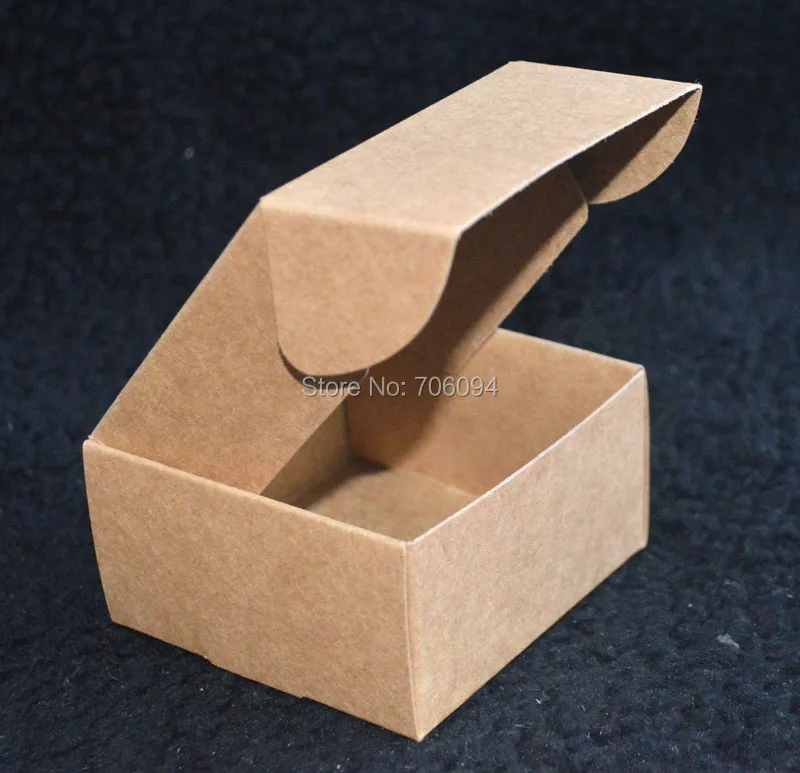 7.9*7.7*4.1 см, 100 шт./лот, украшения из крафт-бумаги коробка Коричневый Крафт ручной подарочные коробки, пользовательские коробка логотип крафт-бумага коробка