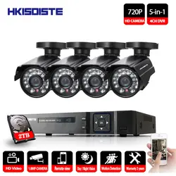 HKIXDISTE 1080 P 4CH система видеонаблюдения AHD 4CH DVR 4 шт. P 720 P Крытая наружная камера безопасности 1.0MP 2000TVL камера видеонаблюдения