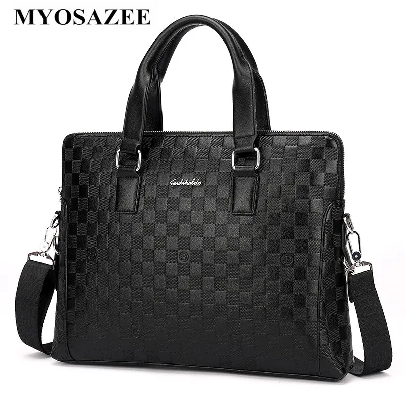 

New Embossed Male Handbag Business Document Computer Bag Two Single Shoulder Skew Spanning Bags