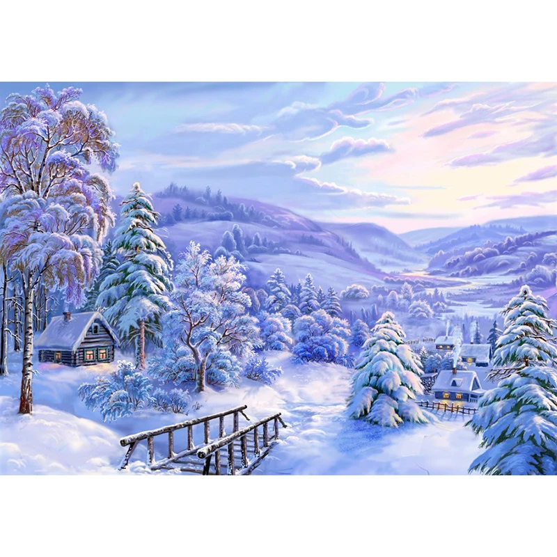 

Full Square Diamond 5D DIY Diamond Painting "Winter mountain village" Embroidery Cross Stitch Rhinestone Mosaic Painting Decor