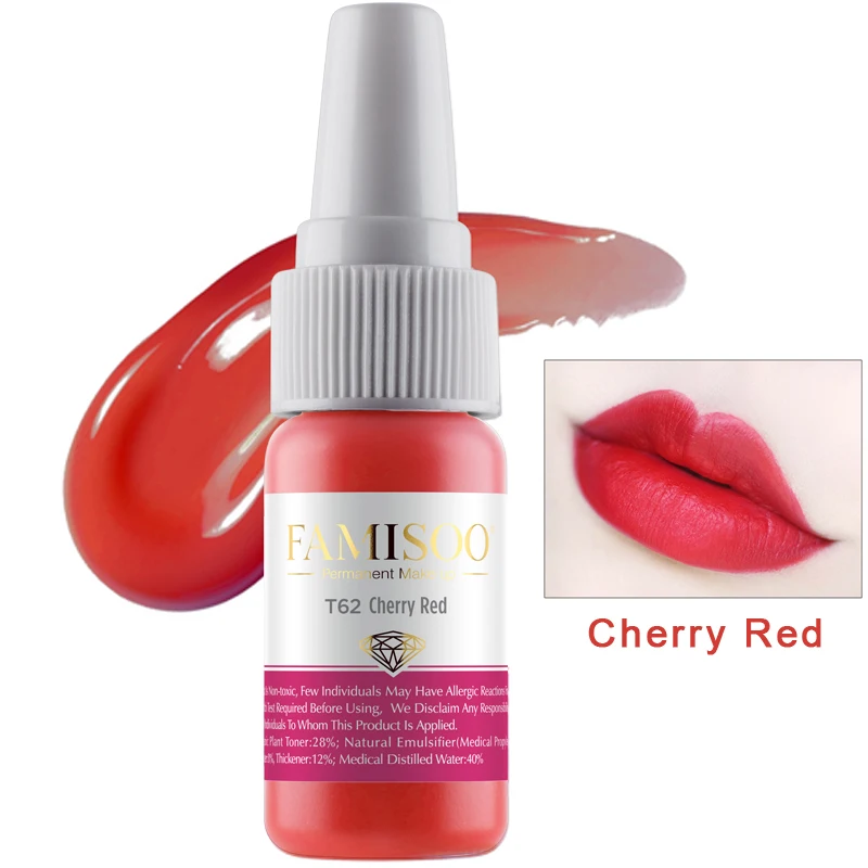 

FAMISOO T62 Cherry Red Tattoo Microblading Machine Pigment Professional Practicing Micro Tattoo Ink Lips Makeup Tattoo Pigment