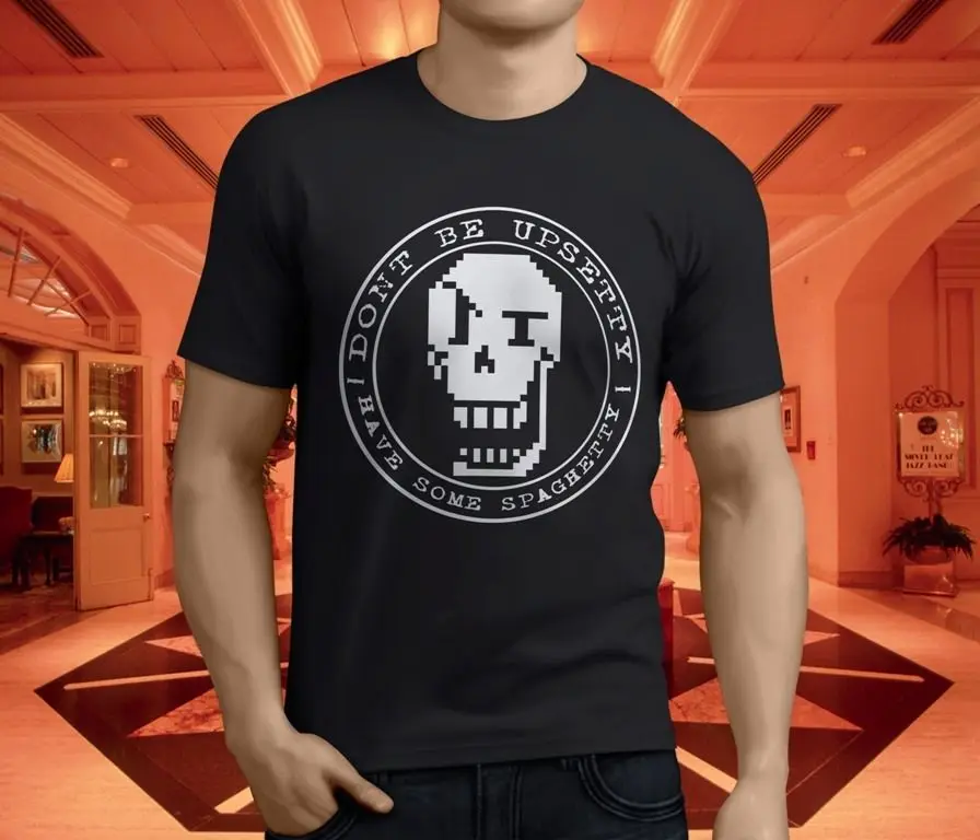 Новая популярная майка SANS AND PAPYRUS Мужская черная футболка размер мультяшная