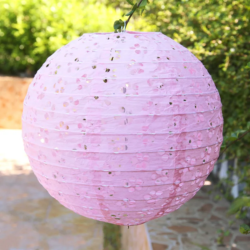 pink 12''30cm красочный выемчатый кулон с подвеской бумажный фонарь шар фестиваль поставки Китайский бумажный фонарь Свадебный декор для вечеринки - Цвет: pink
