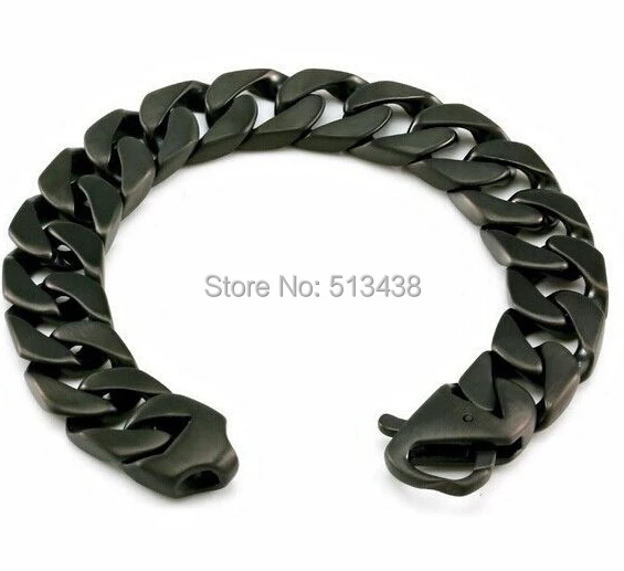 Heavy Black Stainless Steel Men S Brushed Cuban Curb Link Bracelet Heavy Black Stainless Steel Men S Brushed Cuban Curb Link Bracelet 15 5mm 8 66 For