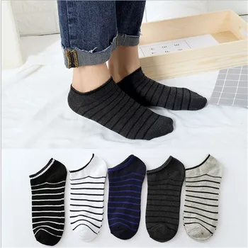 

New Men Sock 10 pieces =5 Pairs /lot Package Male Summer Light Socks Stripe Cotton Short Sock Wholesale Couples Socks Sale